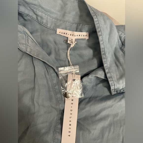 Jane and Delancey Light Blue Button-Down Mini Dress - Picture 5 of 5